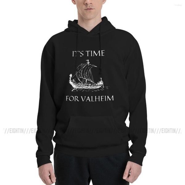 Moletons masculinos It's Time For Valheim Sailing Boat Men Novidade Casal Moletom Moletom Camisa Algodão Puro Verão