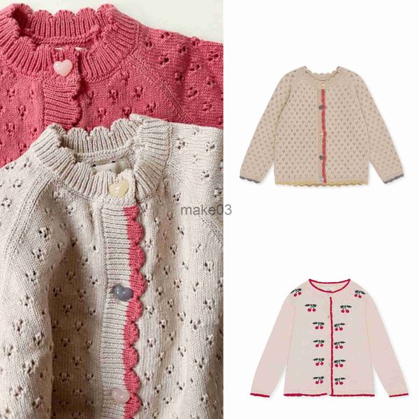 Cardigan KS Brand 2023 New Spring Kids Sweaters Girls Cute Print Manga Longa Knit Cardigan Baby Child Cotton Outwear Tops Clothing J230801