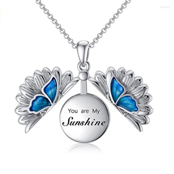 Anhänger Halsketten Blume Feuerbestattung Schmuck Für Asche Silber Farbe Sonnenblume Schmetterling Urne Halskette Frauen Männer Erinnerungen