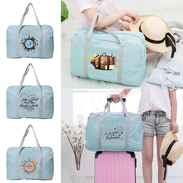 Duffel Bags Нейлон складной туристический пакет для печати багаж женщин водонепроницаемые сумочки унисекс