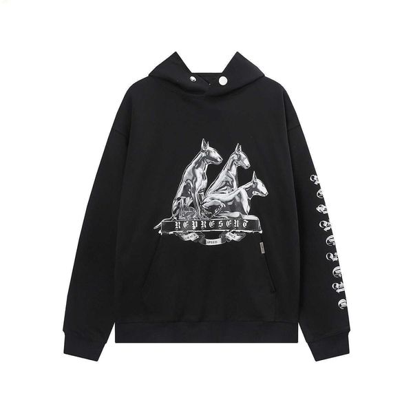 Herren-Kapuzenpullover, Sweatshirts, neu und Damenmode-Design, Present's American Liquid Metal Hound Slogan, High Street-Stil, lockerer Kapuzen-Body