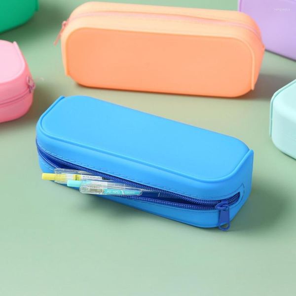 Estojo para lápis à prova d'água, estojo de silicone macio, caneta, artigos de papelaria, bolsa de armazenamento, organizador, presente para estudantes, material escolar