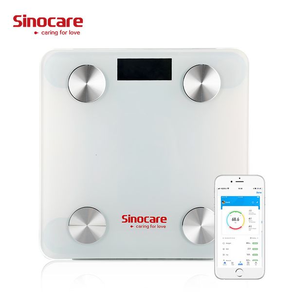 Другое здоровье блюд красоты Sinocare FAS Scale Цифровой вес ванной комнаты BMI Composition Analyzer с приложением для смартфона Bluetooth 230801