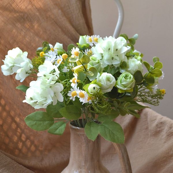 Decoração de casamento Decoração de festa em casa Fotografia floral Sala de estar estilo europeu 5 garfo primavera simulação de cores rosa pequena flores falsas