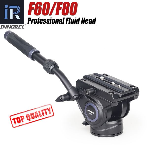 Cabeças de tripé F60 F80 Cabeça fluida de vídeo Panorâmica Hidráulica Câmera DSLR para Monopé Slider Alça ajustável Manfrotto Q R Plate 230731