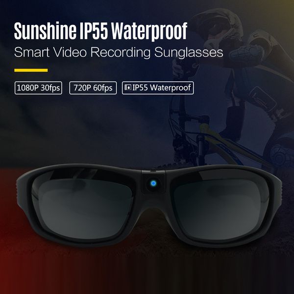 Spor Aksiyon Video Kameralar Güneş Gözlüğü Mini Kamera FHD 1080P IP55 Su Geçirmez Dış Mekan UV400 Giyilebilir Gözlük Kayıt Camları 230731