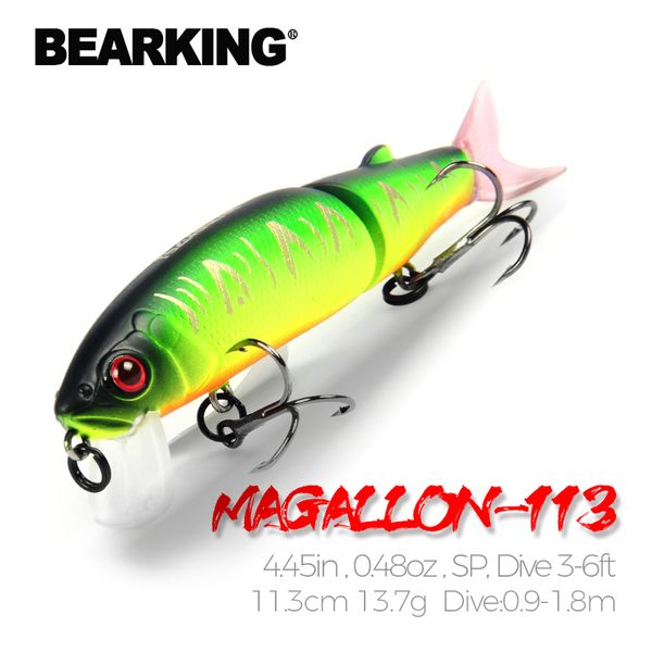 Iscas Bearking 113cm 137g isca de pesca minnow qualidade profissional isca de natação articulada equipada com anzol preto ou branco 230801