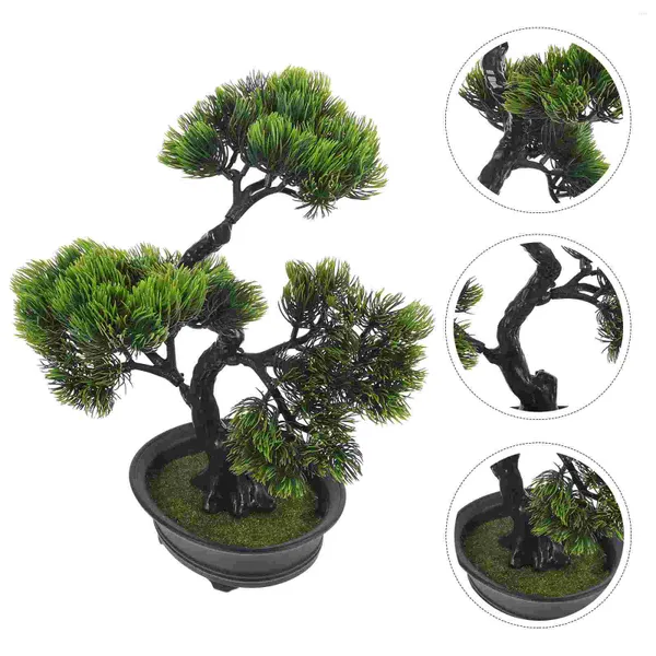 Fiori decorativi Piante finte in vaso artificiali Scrivania Ornamenti di pino imitazione Albero bonsai piccolo