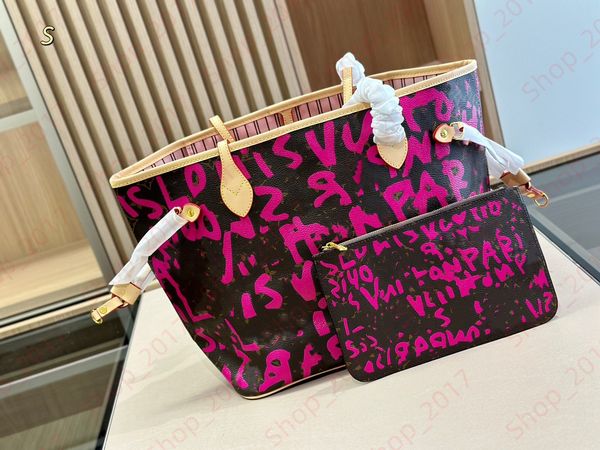 Designers Never Shopping bolsa cheia Mulheres Luxo MM Bolsa Graffiti Letter Totes Bolsa de mão Lady Vintage Crossbody Bolsa de ombro Bolsa de moda Designer Dhgate Backapck