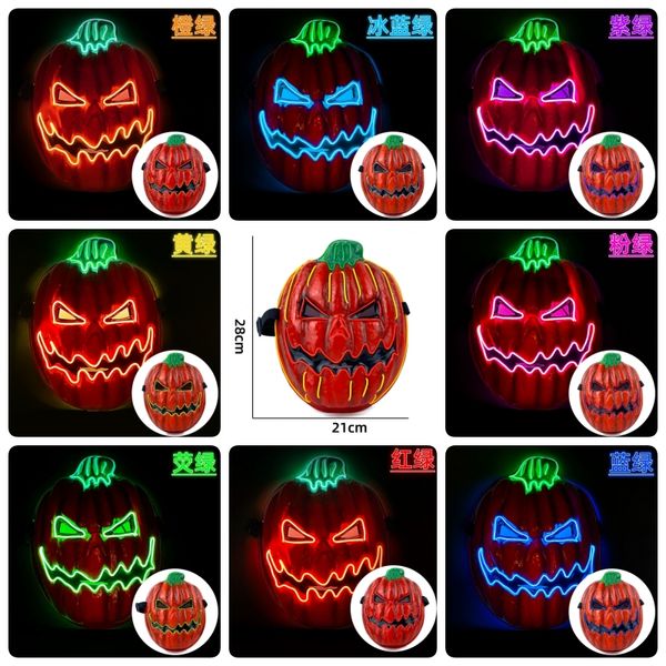 Máscaras de festa Halloween Pumpkin Light Up Mask EL Wire Scary Masks Halloween Costume Cosplay Decoration Carnival Festival Party Gifts Q386