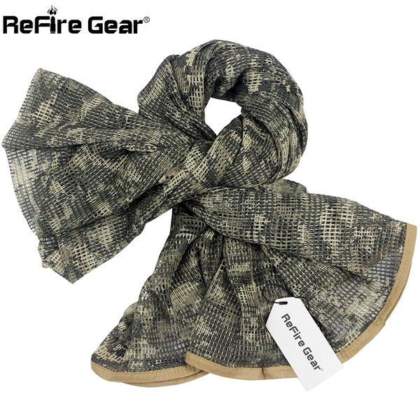 Sciarpe ReFire Gear Sciarpa a rete tattica militare araba Uomo Soldati dell'esercito americano Combattimento Camouflage Conceal Camo Scialle Velo 190cm 230801