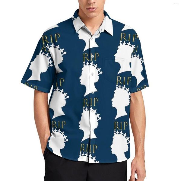 Camicie casual da uomo Elisabetta II Camicia ampia Uomo Vacanze Queenelizabeth Stampa Camicette oversize estetiche a maniche corte personalizzate hawaiane