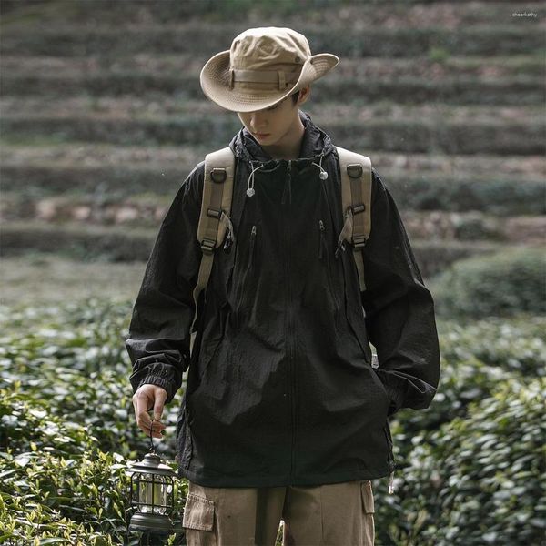 Casacos masculinos de algodão protetor solar roupas para homens 2023 verão gelo seda ao ar livre fino confortável respirável jaqueta dura viagem