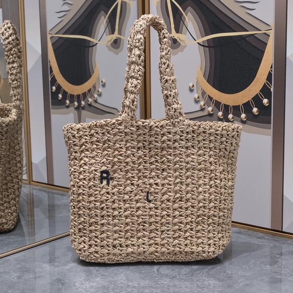 Listras Straw Straw Designer Bag Luxury Tote Bag Women Handbag Beach Bags Women Totes de grande capacidade Open Classic Letter Bordado Summer Shop Bags Shoulder Bag Pouch