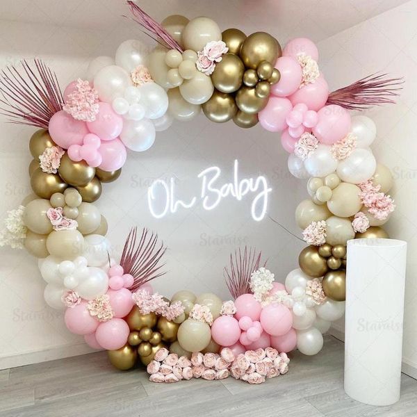 Decoração de festa Macarons Rosa Balões Guirlanda Arco Decoração de Feliz Aniversário Crianças Menina Artigos de Casamento Chá de Bebê Balão de Látex