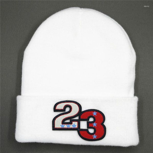 Boinas Algodão Americano 23 Bordado Engrossado Chapéu De Malha Inverno Quente Skullies Boné Gorro Para Criança Masculino Feminino 64