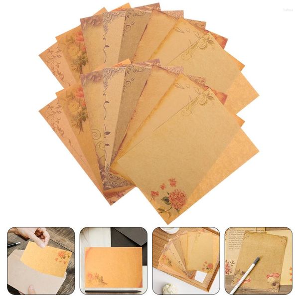 Embrulho para presente 40 folhas Conjuntos de artigos de papelaria para escrita de cartas Decoração de design de borda Decorar cartas estacionárias Suprimentos vintage