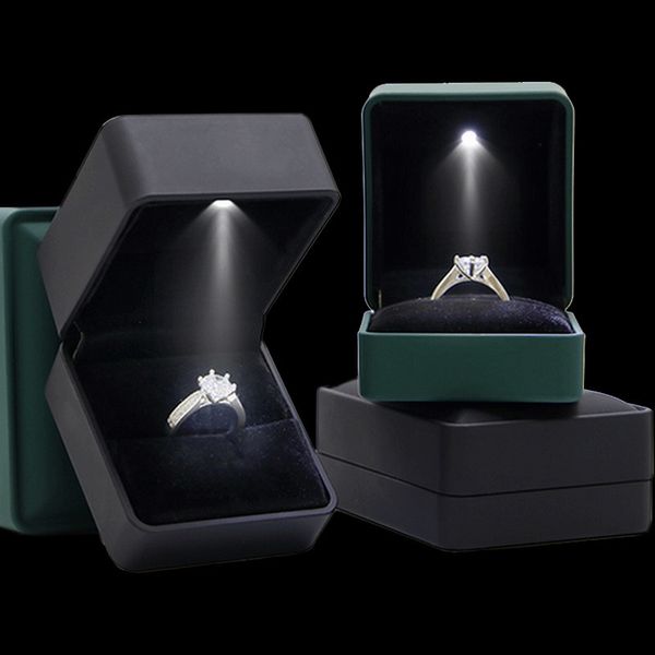 Mücevher Kutuları Yüzük Kolye Nişanı için LED Kutusu Ekran Hediye Kılıfı Ambalaj Vitrini Işık Depolama Kılıfları Toptan 230801