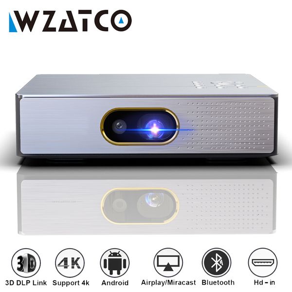 Andere Elektronik WZATCO S5 DLP 3D-Projektor 4K 5G WIFI Smart Android9 0 für Heimkino MINI Beamer Full HD 1080P Videolaser Tragbarer Projektor 230731