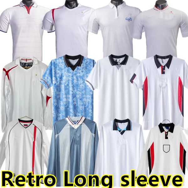 1982 84 1986 2002 04 2006 Inghilterra Retro Soccer Jersey 1990 1994 1992 1996 1998 Shearer Gascoigne Owen Gerrard Scholes Shirt Football Dassiformi a maniche lunghe