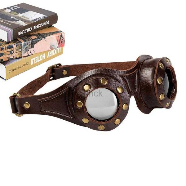 Maschere da festa Occhiali da moto vintage Occhiali Steampunk in pelle PU per uomo Steampunk Copricapo Occhiali retrò Occhiali da motociclista da motociclista HKD230801