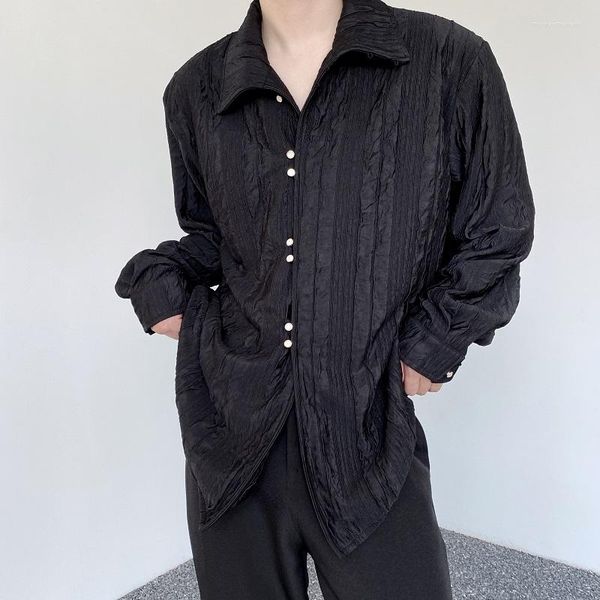 Camisas casuais masculinas 2023 verão escuro estilo retrô camisa para homens de manga curta lapela solta Harajuku Street Wear Social Top Clothing