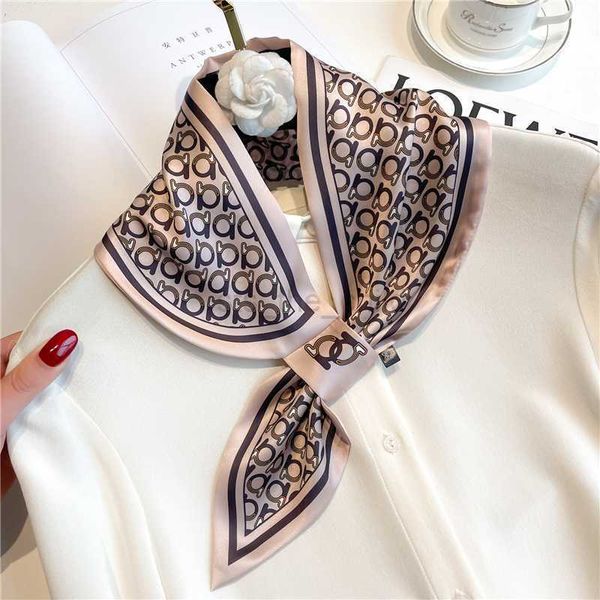 Schals Design Satin Seide Halstuch Schal für Frauen Luxus Band Skinny Hand Handgelenk Wrap Stirnband Foulard Schal Haarbänder Zubehör Y23