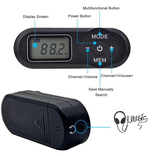 Rádio Mini Digital FM com fone de ouvido de 35 mm Cordão portátil para idosos Esportes Música ao ar livre Enter 230801