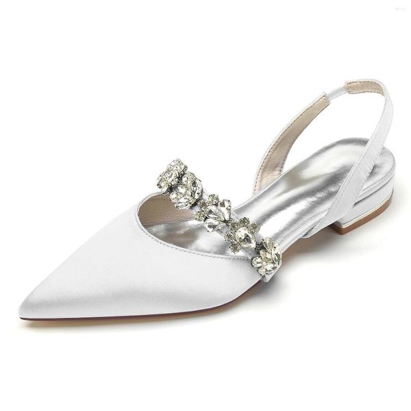 Sandalen Damen Spitze Partykleid Schuhe Pumps Zehen Satin Hochzeit Flats für die Braut Bequeme Strasssteine Braut Abend Prom