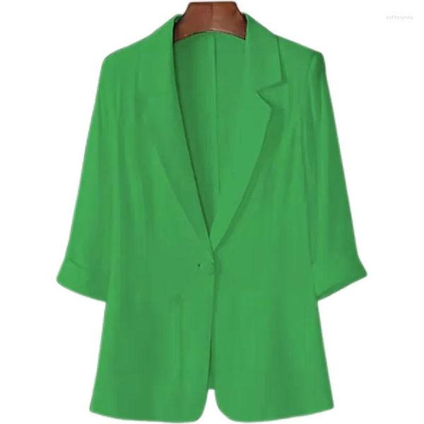 Ternos femininos moda verão paletó fino feminino coreano solto manga três quartos blazer botão único top feminino S-8XL