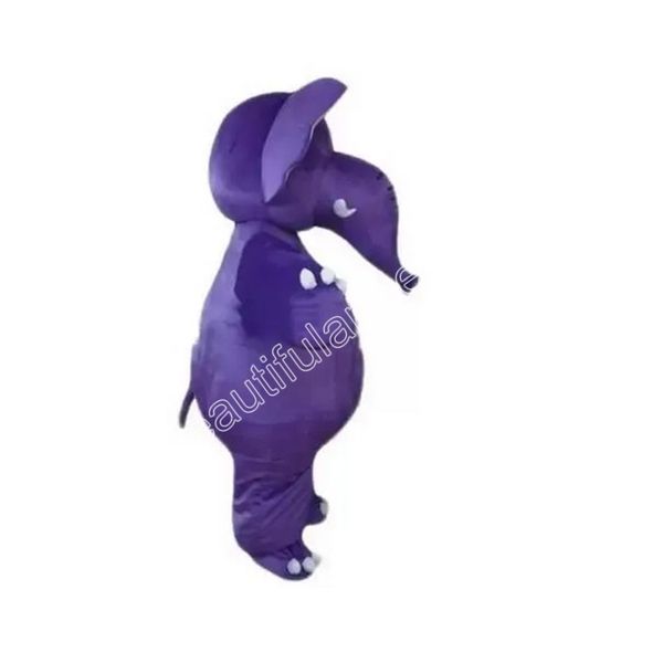 Kostüme Lila Elefant Maskottchen Kostüm Cartoon Charakter Outfit Anzug Halloween Party Outdoor Karneval Festival Kostüm für Männer Frauen