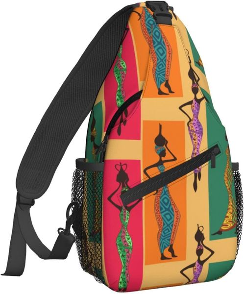 Gün Paketleri Afrikalı Kadınlar Küçük Sling Sırt Çantası Crossbody Göğüs Çantası Omuz Gym Bisiklet Seyahat Yürüyüşü Gündüz Paketi Erkekler İçin Bir Beden 230731