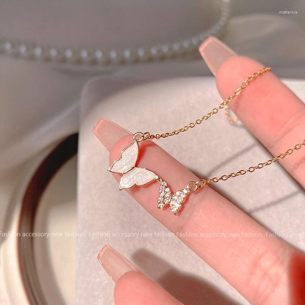 Anhänger Halsketten Bunte L Koreanische Mode Schmetterling Halskette Für Frauen Mädchen Farbe Geometrische Kette Kragen Schmuck Geschenk Party Zubehör