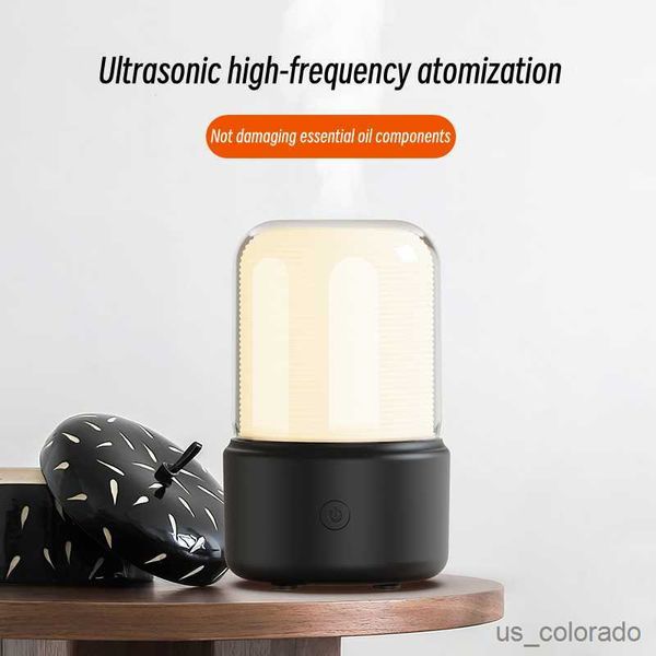 Umidificatori USB Aromaterapia Diffusore di olio essenziale Atomizzatore ad ultrasuoni Silenzioso Creatore di nebbia per camera da letto con lampada calda Umidificatore d'aria domestico R230801