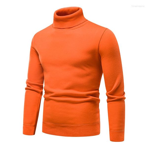 Мужские свитера свитера водолазки вязаная одежда Осенняя зимняя пуловер Черно -коричневый повседневные белые рубашки Слим Fit Cold Blouse