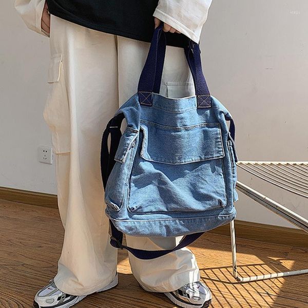 Borse da sera Borsa a tracolla in denim da donna Cowboy Canvas Casual a spalla singola Borsa vintage da donna Fashion College Student Schoolbag