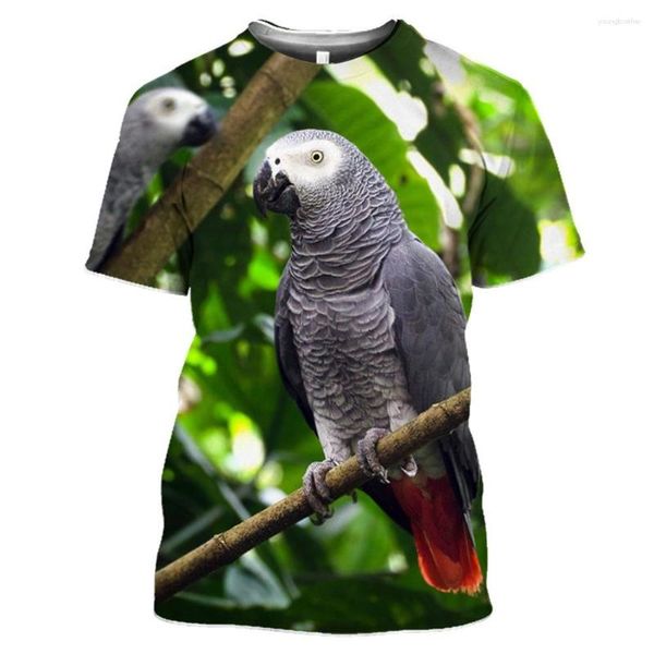 Herren-T-Shirts, Herren-T-Shirts für Herren, Kleidung, übergroßes Papageien-Grafik-T-Shirt, 3D-gedruckt, lässig, kurzärmelig, modische Tops für den Sommer