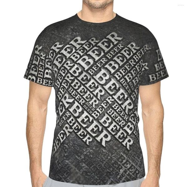 Camisetas masculinas Camisetas cervejas escuras estampadas em 3D respiráveis retrô manga curta poliéster Harajuku tops com decote em O Streetwear