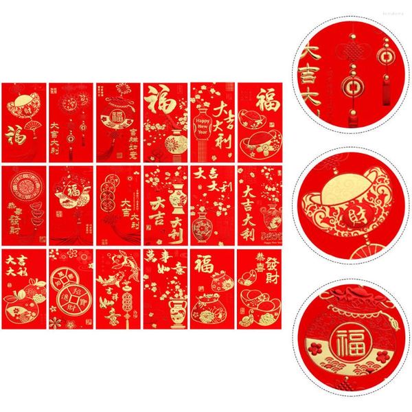 Embalagem para presente 36 peças Envelopes do ano chinês da China Bolsas de bolso com dinheiro vermelho Mil Yuan 2023 Pacotes de papel