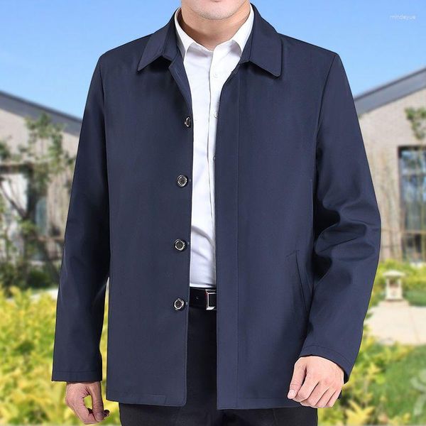 Jaquetas masculinas Jaqueta de negócios masculina Casacos de marca casuais Primavera Outono Lapela Casaco fino Simples Sólido Moda Masculino Q720