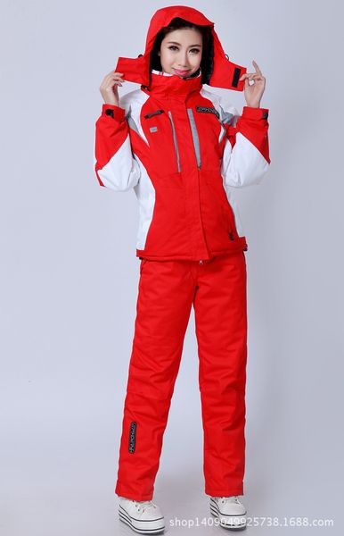 Altri articoli sportivi Tuta da sci Donna Inverno Addensare Indossare Abbigliamento sportivo impermeabile Set da snowboard Pantaloni con cinturino Giacca e pantaloni da neve Donna 230801
