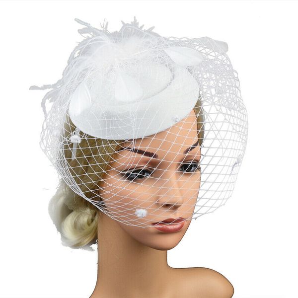 Cioio per capelli, cappello a cilindro, fiore della testa della sposa, maglia di piuma, festa a tema, palla da ballo, fascia per le vacanze, copricapo