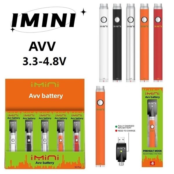 Otantik Imini AVV Pil 380mAh Alt Ayarlanabilir Voltaj Ön ısıtma VV 510 Vape Kalem Kartuşları için Üretici Bedeli Ücretsiz Kargo ABD'ye Ekran Kutusu