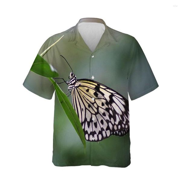 Camicie casual da uomo Jumeast 3D Butterfly Print T-shirt monopetto oversize da uomo Camicia hawaiana estiva da uomo Drip Beachwear