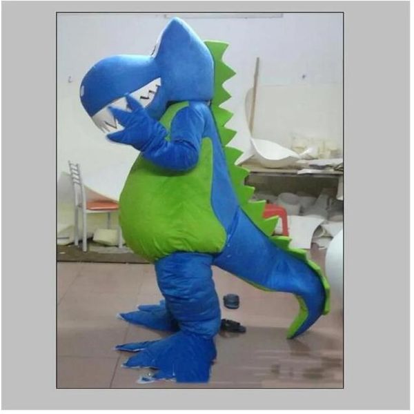 2024 Costume da mascotte di dinosauro T-rex verde realizzato in modo professionale per adulti da indossare