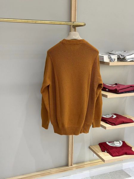 Herrenpullover Winter Loro Piana Langarm Gelb Orange Rundhals Kaschmir Strickpullover Pullover