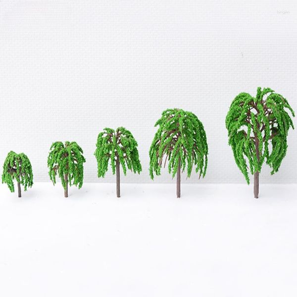 Flores decorativas 10Pcs Mini Simulação Salgueiro Modelo Acabado Plástico Cena Construção Sandbox Artesanal Micro Paisagem