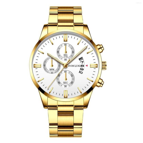 Armbanduhren Top-Marke Herrenuhren Gold Schlanke minimalistische Mode mit Stahlband Zifferblatt Digitaluhr Herren Business Quarz Geschenk 2023