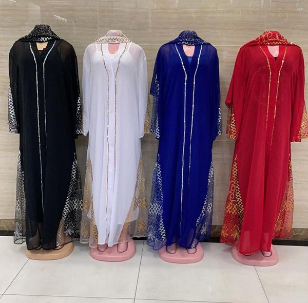 Vestidos casuais 2023 feminino tamanho único vestido de chiffon africano tradicional kaftan robe elegante festa de casamento Ramadan Dubai aberto