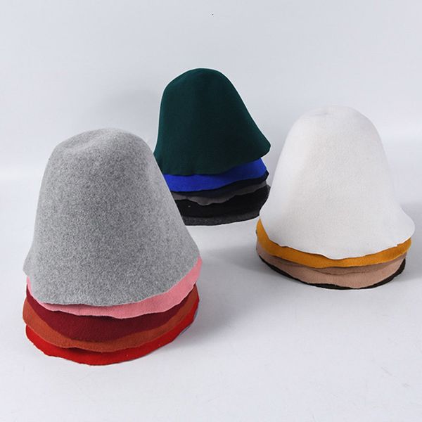 Chapéus de Aba Larga Balde Clássico Feminino Cloche Chapéu de Feltro Outono Inverno Cone de Lã Capuz Chapelaria Artesanato Fascinadores Bloco Corpo Base 230801